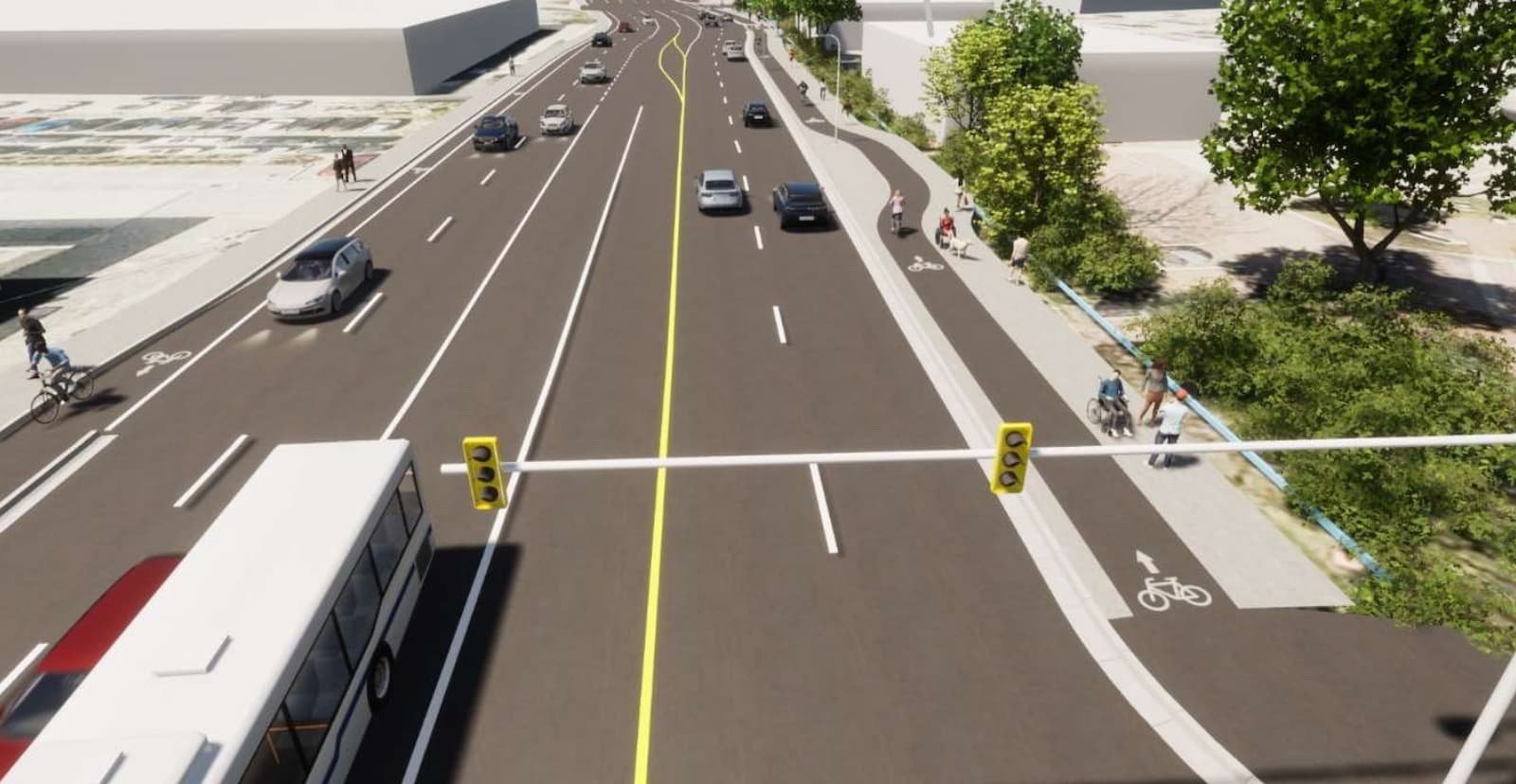 Artistic rendering of the Main Street cycling