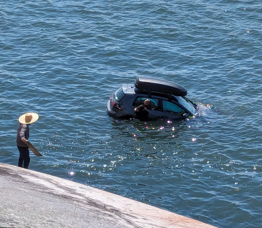 car in the ocean