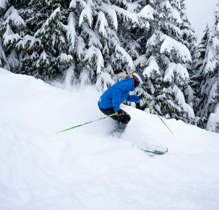 Man skiing at Grouse Mountain.
