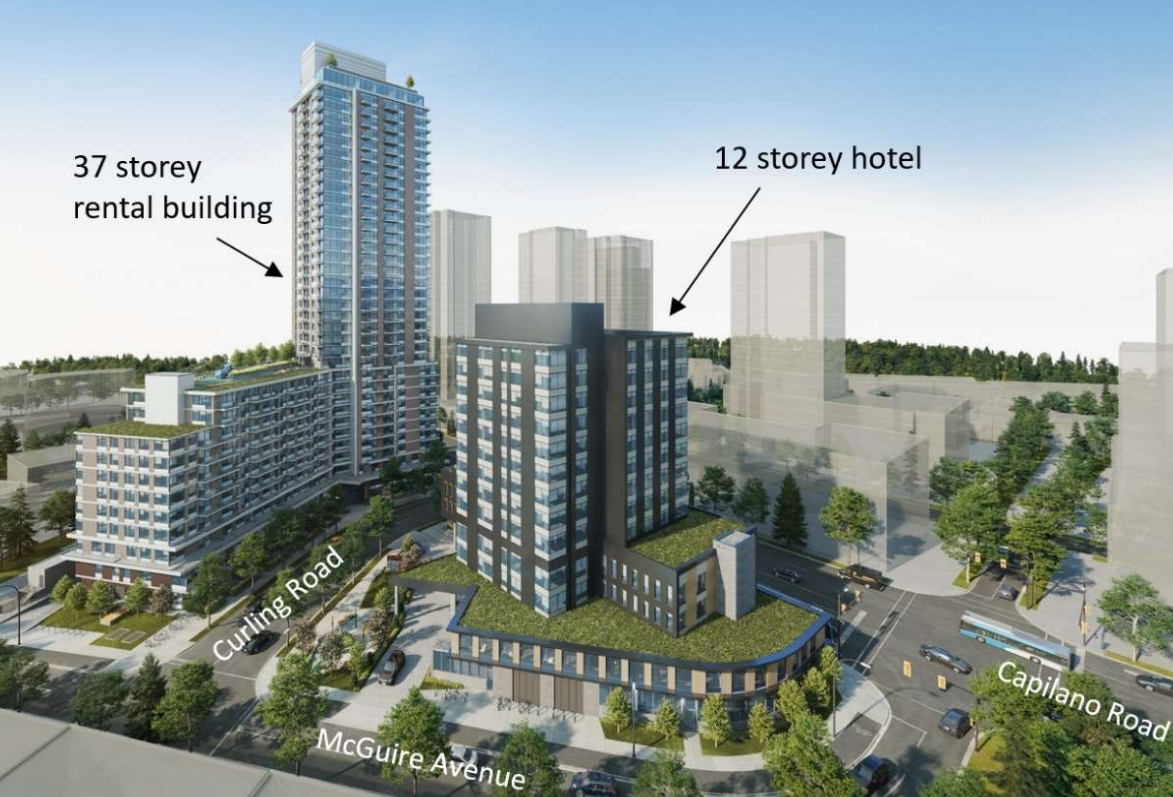 Proposed hotel and rental tower in North Vancouver.