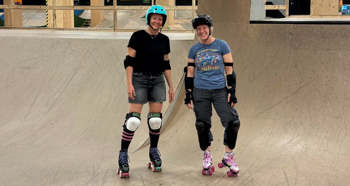 Roller skaters at North Shore Bike Park.