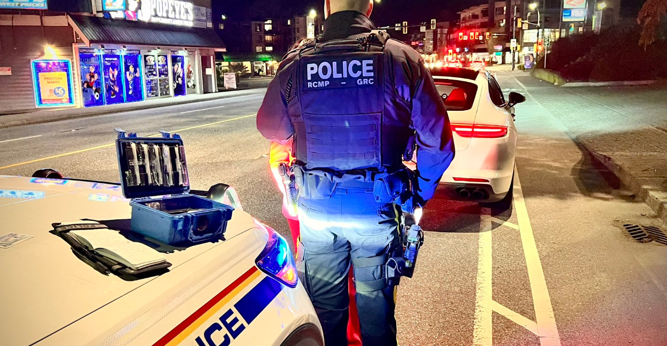 Police check vehicles in North Vancouver.
