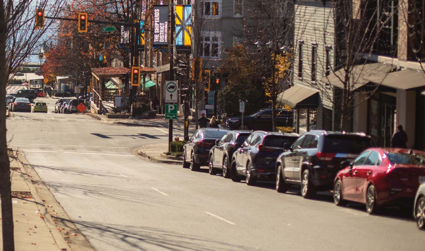Cars parked on Lonsdale Ave.