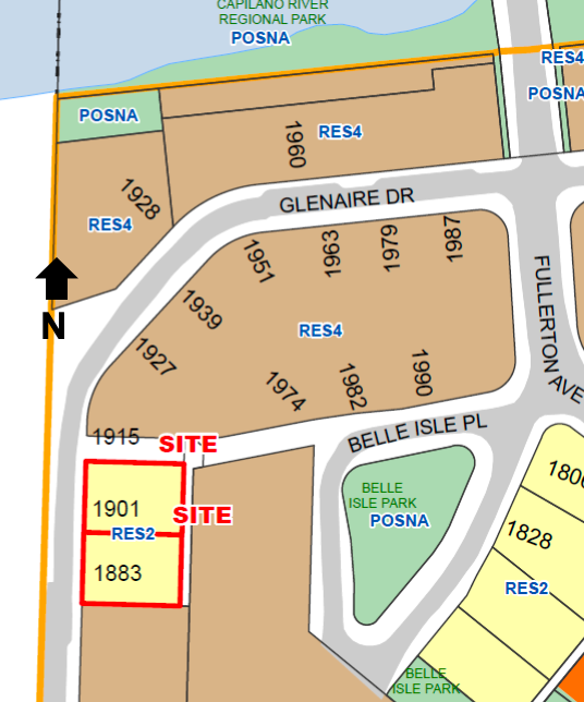Site map of 12 proposed townhouses on Glenaire Drive