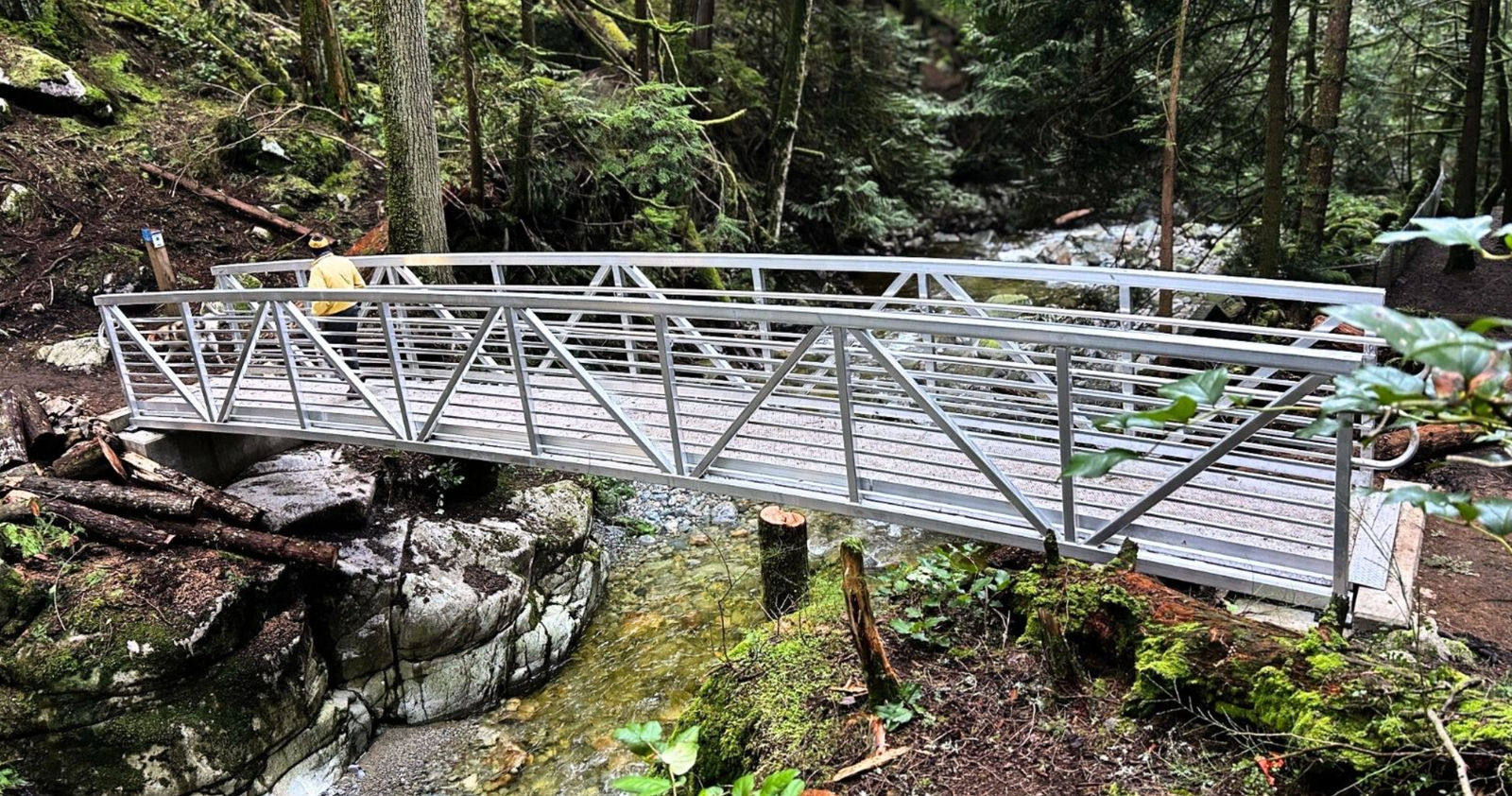 Newly installed bridge in Cypress Falls Park