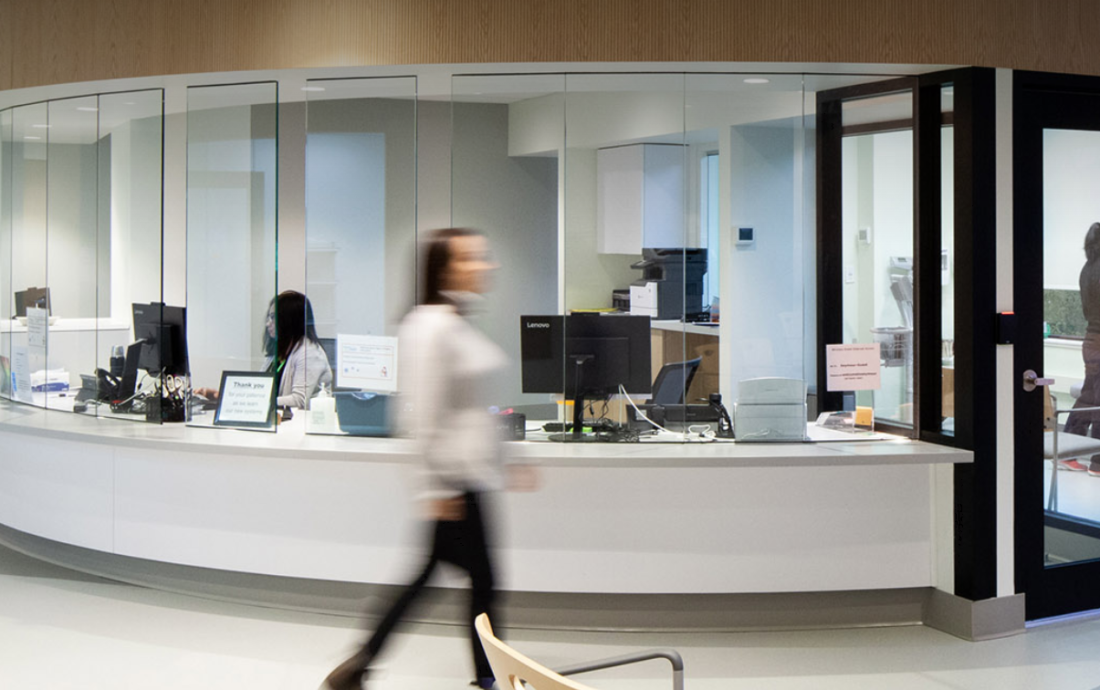 Medical clinic reception desk