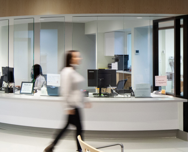 Medical clinic reception desk